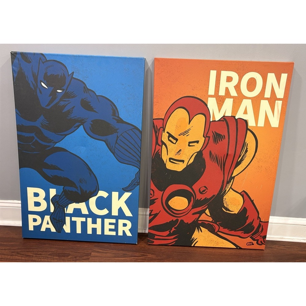 Pottery Barn Marvel Iron Man Black Panther Glow-in-the-Dark Poster Art 36" x 24"